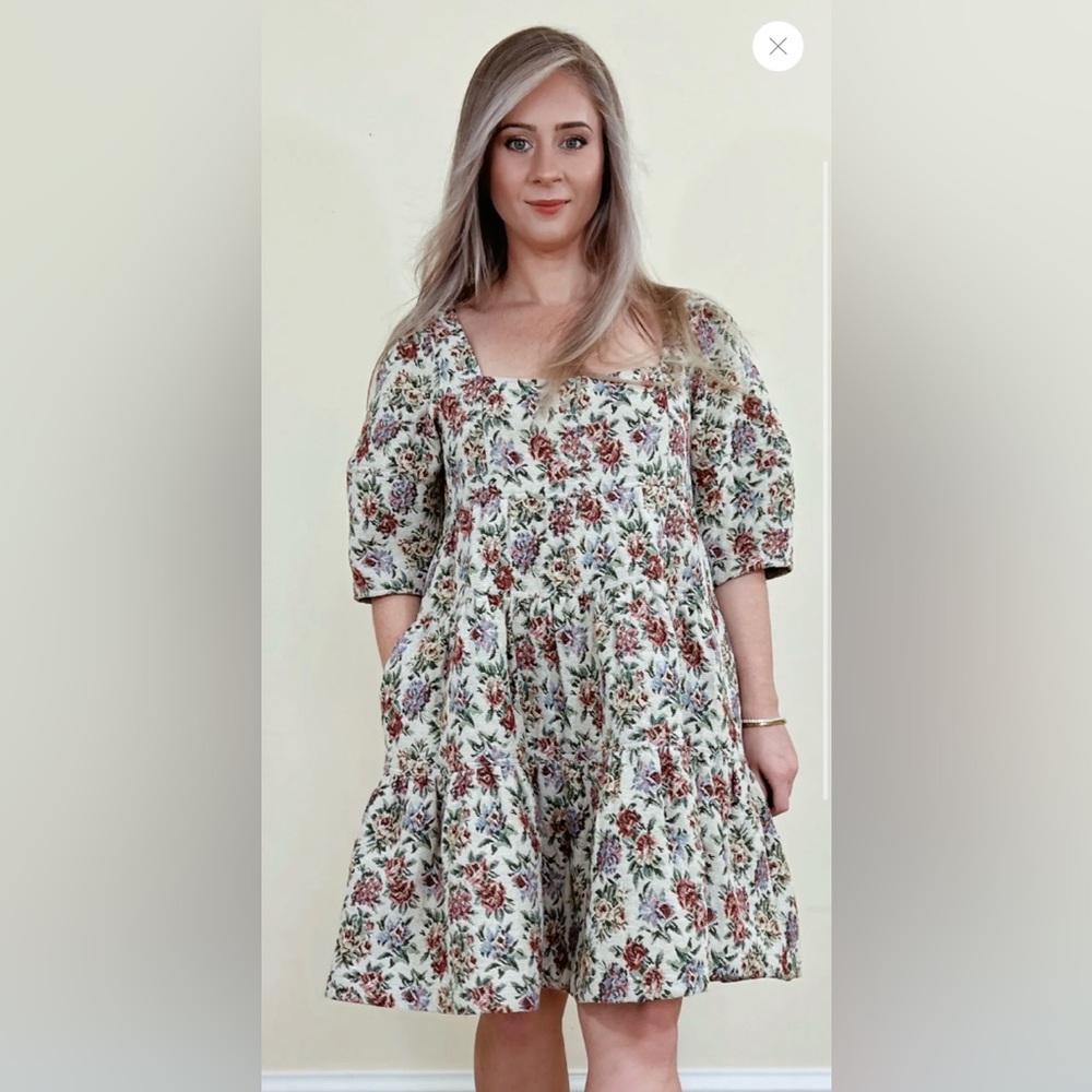 Jacquard Tiered Mini Dress